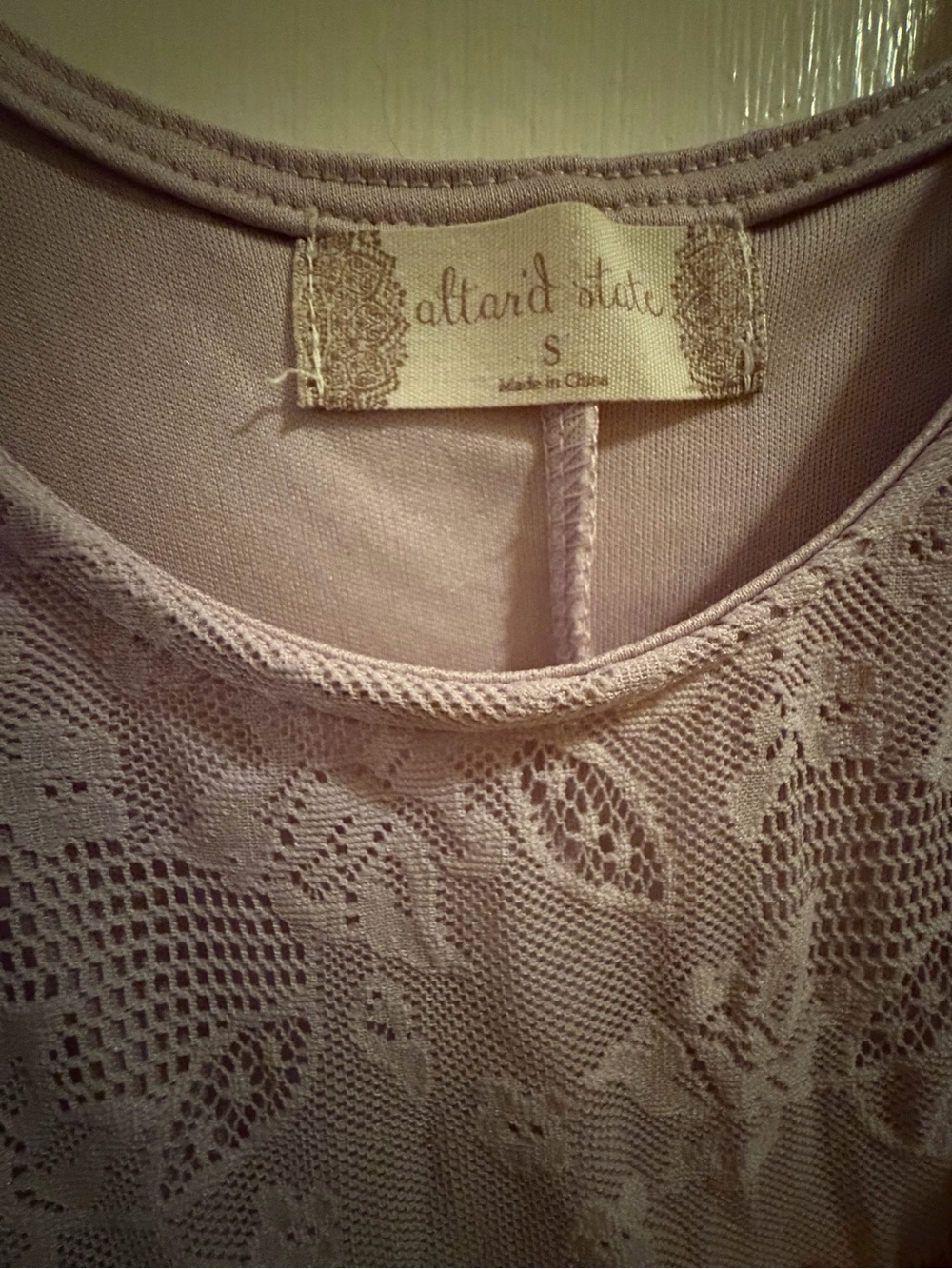 Altar'd State Lace Overlay Top in Mauve